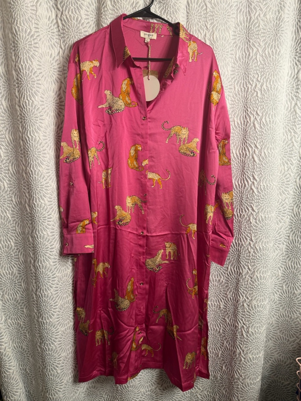 Umgee Fuchsia Pink Button-Front Animal Print Dress
